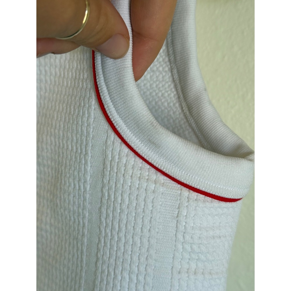 All In Motion Womens Muscle Tank Top White Red Waffle Knit Moisture Wicking XS - Picture 4 of 4